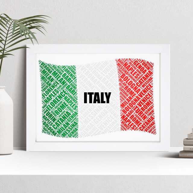 Personalised Italy Flag Word Art Print, Italian Custom Family Wall - image 1