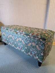 Tall William Morris Fabric Ottoman Footstool Handmade Velvet Storage Trunk - thumbnail 1