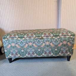 Tall William Morris Fabric Ottoman Footstool Handmade Velvet Storage Trunk - thumbnail 3