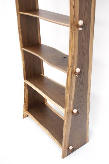 Live Edge Bookcase, Waney Edge, Natural Fumed Oak - image 1