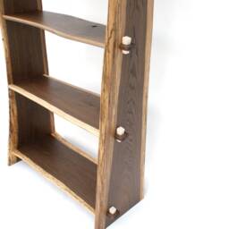Live Edge Bookcase, Waney Edge, Natural Fumed Oak - thumbnail 3