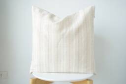 Cream Striped Pillow Cover - thumbnail 1