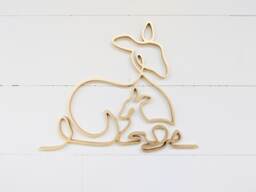 Geometric Deer & Baby Birch Wall Hanging Woodland Nursery Decor Animal Art Minimalist Bear Mom - thumbnail 1
