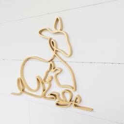 Geometric Deer & Baby Birch Wall Hanging Woodland Nursery Decor Animal Art Minimalist Bear Mom - thumbnail 2