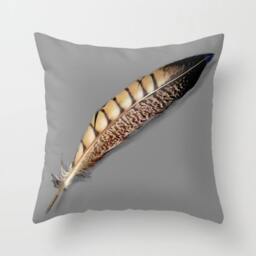 Boho Throw Pillow, Feather Decorative Cushion, Feather On Black Or Gray, Boho, Soft Fabric, Festival Pillow - thumbnail 2