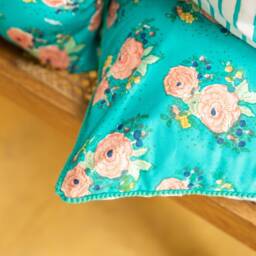 Green Kentish Rose Blockprinted Cushion Cover - thumbnail 2
