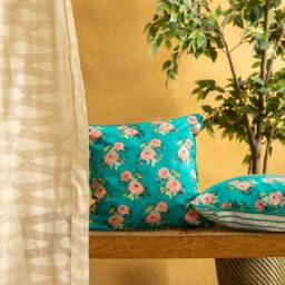 Green Kentish Rose Blockprinted Cushion Cover - thumbnail 4