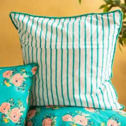 Green Kentish Rose Blockprinted Cushion Cover - thumbnail 3