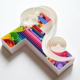 Letter T Quilling Art - Personalized Monogram, Framed Paper Filigree - thumbnail 2