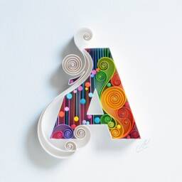 Letter T Quilling Art - Personalized Monogram, Framed Paper Filigree - thumbnail 3