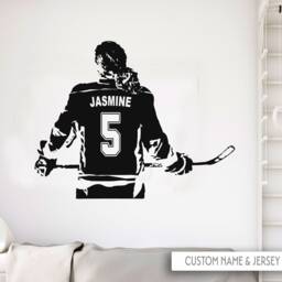 Custom Name Hockey Girl Vinyl Wall Decal - Personalized Jersey Number - thumbnail 3