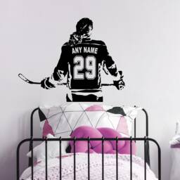 Custom Name Hockey Girl Vinyl Wall Decal - Personalized Jersey Number - thumbnail 2