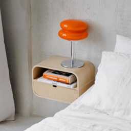 Bedroom Minimalist Wall Mounted Nightstand, Floating Oak Shelf Console, Wooden Bedside Night Table Drawer - thumbnail 2