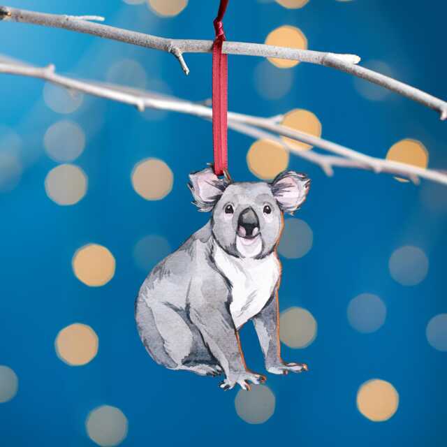 Koala Christmas Tree Decoration, Birch Plywood Ornament, Animal Lover Gift, Festive Watercolour Art, Traditional Keepsake - image 1