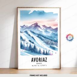 Avoriaz Poster Print - Watercolour Ski Alpine Art - Travel Wall Artwork Skiing Gifts French Alps Decor Snowboarding Resort Gift - thumbnail 3