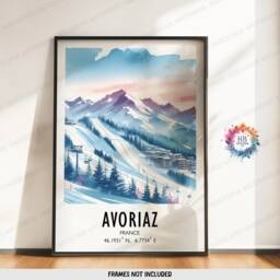 Avoriaz Poster Print - Watercolour Ski Alpine Art - Travel Wall Artwork Skiing Gifts French Alps Decor Snowboarding Resort Gift - thumbnail 2