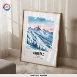 Avoriaz Poster Print - Watercolour Ski Alpine Art - Travel Wall Artwork Skiing Gifts French Alps Decor Snowboarding Resort Gift - thumbnail 1