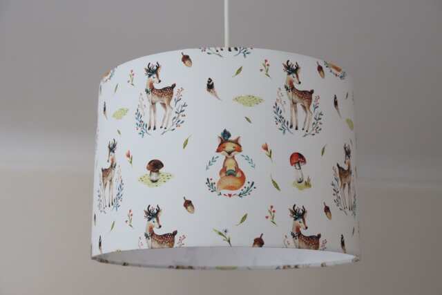 Forest Animals Lamp For The Baby Room - Lampshade With Deer & Fox, Ceiling Or Table - image 1