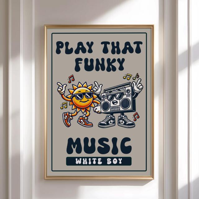 Funky Music Poster Print Artwork, Lyrics Print, Pop Culture Modern Wall Art, Retro Styling Poster. Gift Idea - image 1