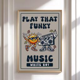 Funky Music Poster Print Artwork, Lyrics Print, Pop Culture Modern Wall Art, Retro Styling Poster. Gift Idea - thumbnail 1