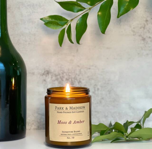 Moss & Amber Soy Candle Earthy Herbal Scent - image 1