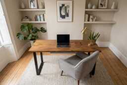 Walnut Desk/Dark Wood Solid Computer Custom Writing Home Office Gaming Chunky