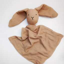 Baby Comfort Blanket, Large Bunny Comforter, Floppy Ears Rabbit Toy, Rainbow Newborn Lovey, Muslin Cloth Doudou - thumbnail 2