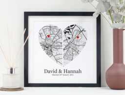 Personalised Split Heart Map Print - Couples Anniversary Gift Wedding Location Valentine's Day For Him Or Her Va149 - thumbnail 1