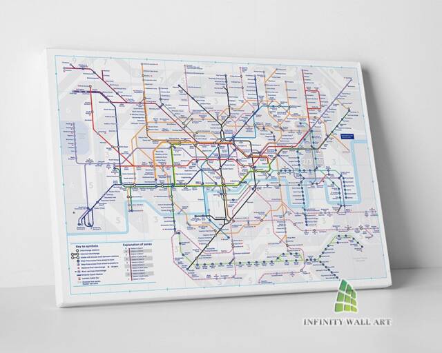 London Underground Tube Map Canvas Art Framed Wall Print Picture -C562