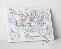London Underground Tube Map Canvas Art Framed Wall Print Picture -C562 - thumbnail 1