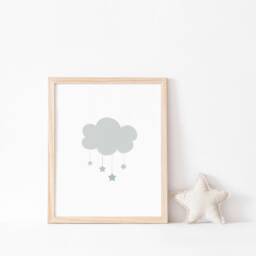Neutral Rainbow Moon Cloud Prints - Set Of 3, Baby Boy Print, Nursery Prints, Wall Art, New Baby, Kids Bedroom, Sage Green - thumbnail 2