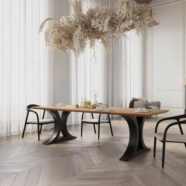 Solid Oak Dining Table - Durable Hardwood 0127 - image 1