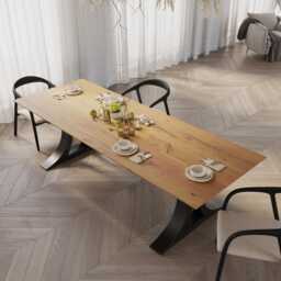 Solid Oak Dining Table - Durable Hardwood 0127 - thumbnail 2