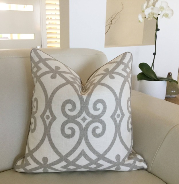 Hamptons Style Cushions, Hampton's Pillows Dove Grey Geometric Cushion Covers, Scatter Cushion - image 1