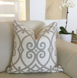Hamptons Style Cushions, Hampton's Pillows Dove Grey Geometric Cushion Covers, Scatter Cushion - thumbnail 1