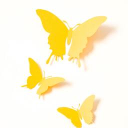3D Wall Butterflies, Canary Yellow Paper Butterfly Silhouettes For Home Art Decor, Nursery, Children's Room - thumbnail 3