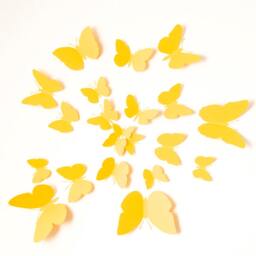 3D Wall Butterflies, Canary Yellow Paper Butterfly Silhouettes For Home Art Decor, Nursery, Children's Room - thumbnail 2