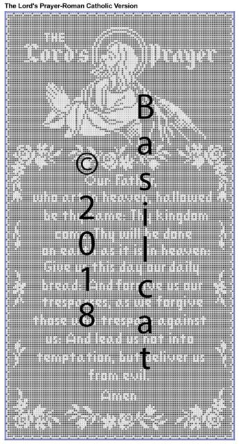 Roman Catholic Version - The Lord's Prayer Thread Filet Crochet Wall Hanging Pattern - image 1
