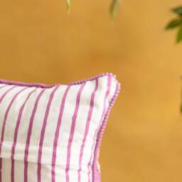 Purple Kentish Rose Blockprinted Cushion Cover, Cushions, Cushion Covers, Cushions Cover For Bedroom, Usa - thumbnail 2