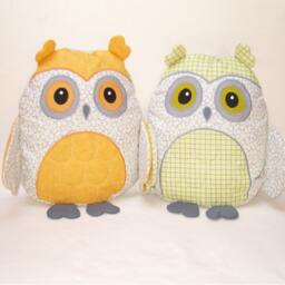 Yellow & Gray Nursery, Decorative Owl Pillow, Owl, Yellow, White Grey Baby Shower Decor, Accent Pillow - thumbnail 2