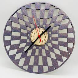 Purple Sparkle Laser Cut Modern Rectangle Diamond Pattern Wood Clock - thumbnail 2