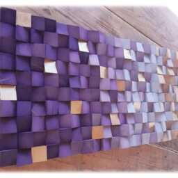 Wood Wall Art Purple Geometric 3D Sculpture - Handmade Modern Decor - thumbnail 3