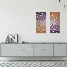 Wood Wall Art Purple Geometric 3D Sculpture - Handmade Modern Decor - thumbnail 4