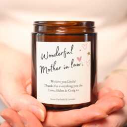 Personalised Mother in Law Candle Gift - Birthday For Custom Message Thank You Label Only Option - thumbnail 3