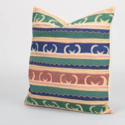 Handwoven Karen Tribe Textile Pillow Cover - Embroidered Geometric Cushion - 18x18 - thumbnail 2