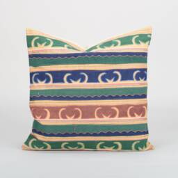 Handwoven Karen Tribe Textile Pillow Cover - Embroidered Geometric Cushion - 18x18 - thumbnail 1