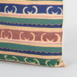 Handwoven Karen Tribe Textile Pillow Cover - Embroidered Geometric Cushion - 18x18 - thumbnail 3