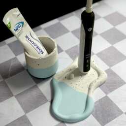 1, 2 Or 3 Electric Toothbrush Holder, Terrazzo & Blue Cloud Bathroom Organizer - thumbnail 3