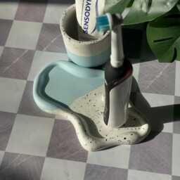1, 2 Or 3 Electric Toothbrush Holder, Terrazzo & Blue Cloud Bathroom Organizer - thumbnail 2