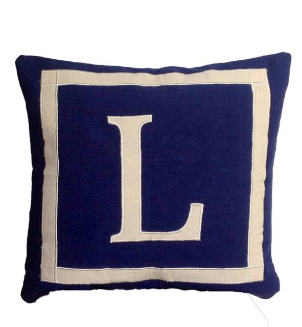 Personalized Letter Pillows, Navy Blue Alphabet Cushion Cover, Gift Dad - image 1
